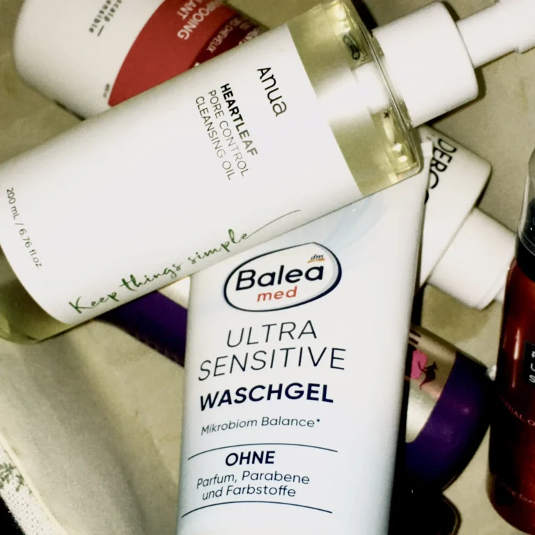Anua cleansing oil and Balea Med face wash gel