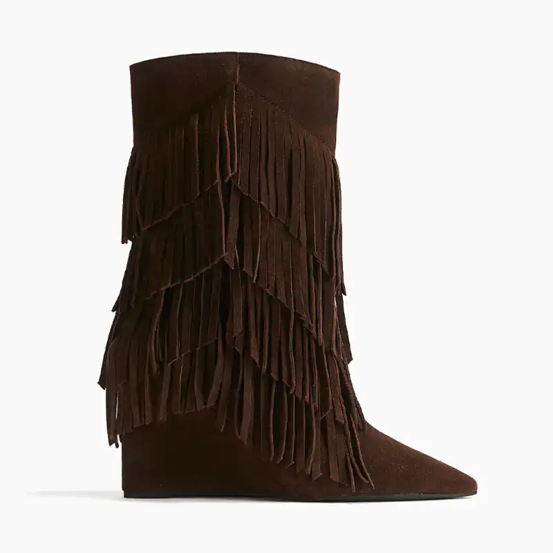 H&M Fringe-trimmed suede boots