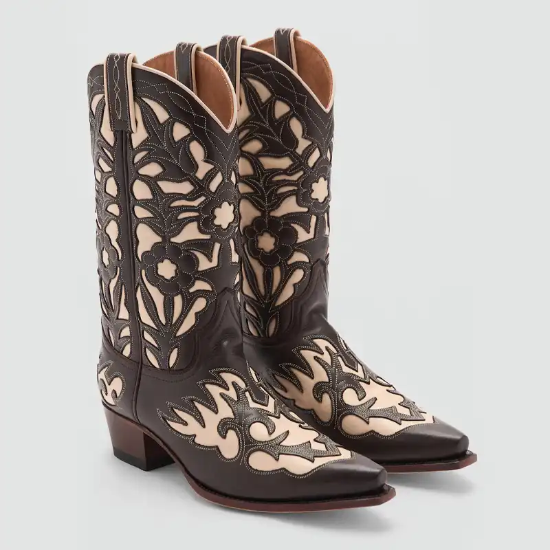 Block color leather boots Mango