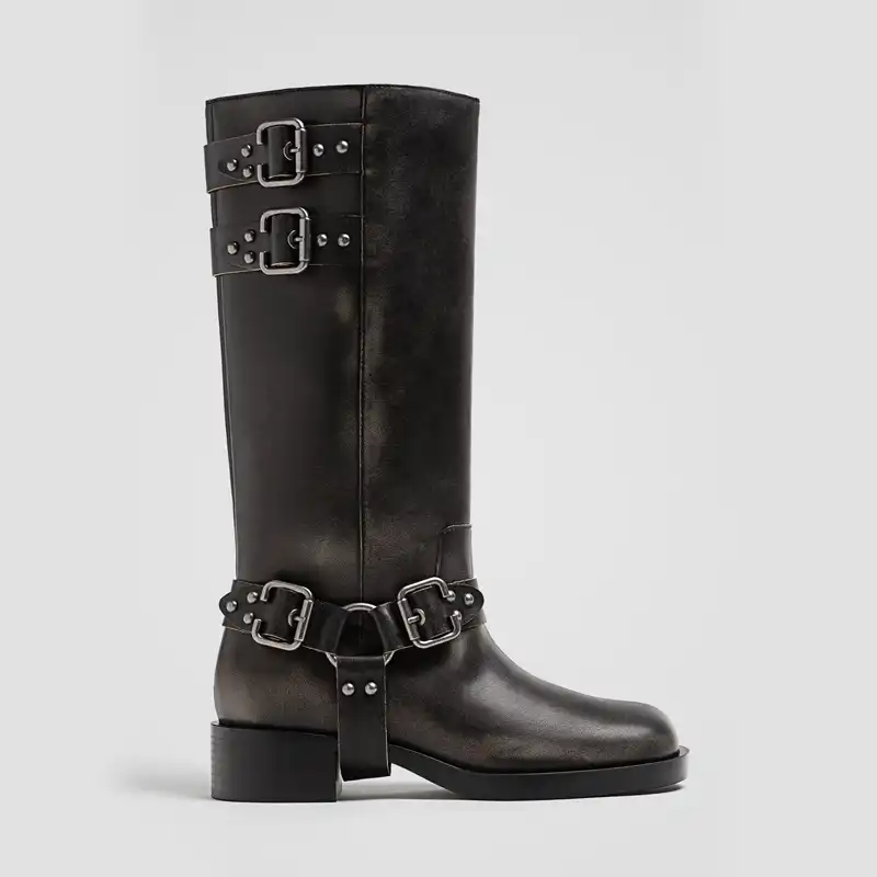 Stradivarius Flat Boots With Buckles
