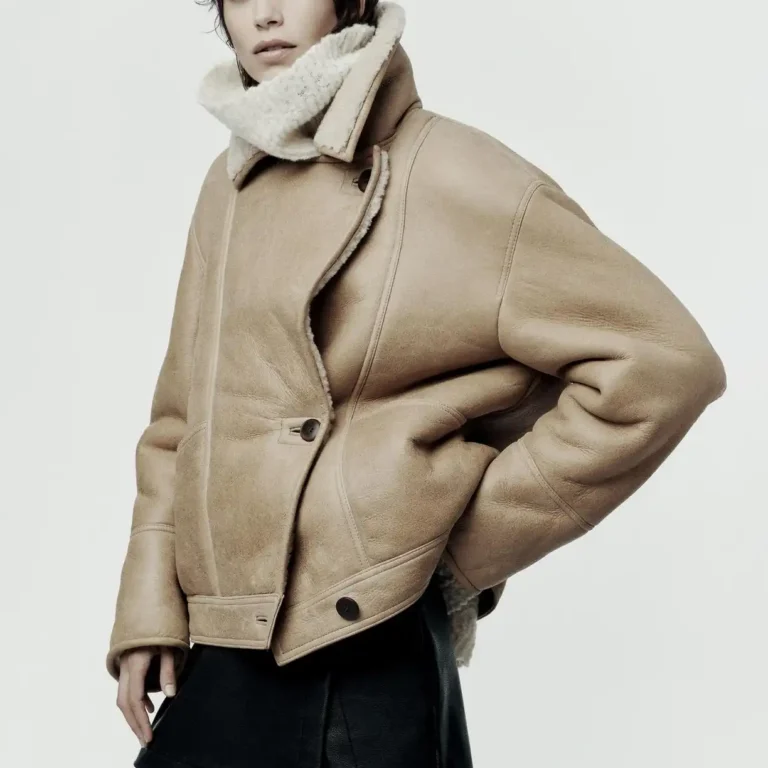 Zara Double-Faced Cropped 100% Leather Coat